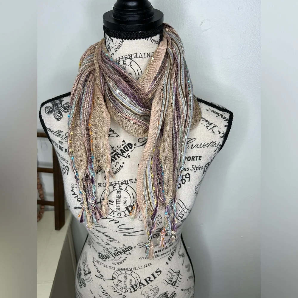 Metallic Scarf/Wrap with Fringe